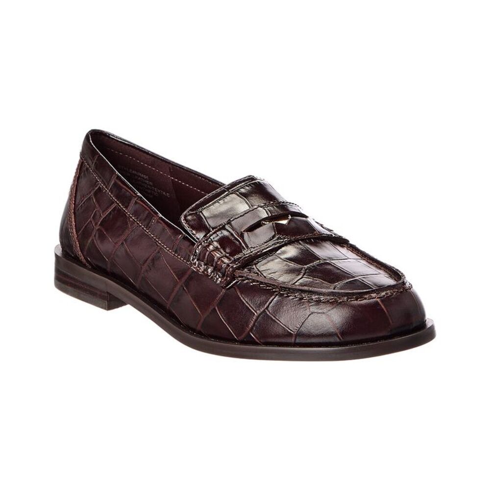 Madewell Grayson Croc-Embossed Leather Penny Loafer, Brown